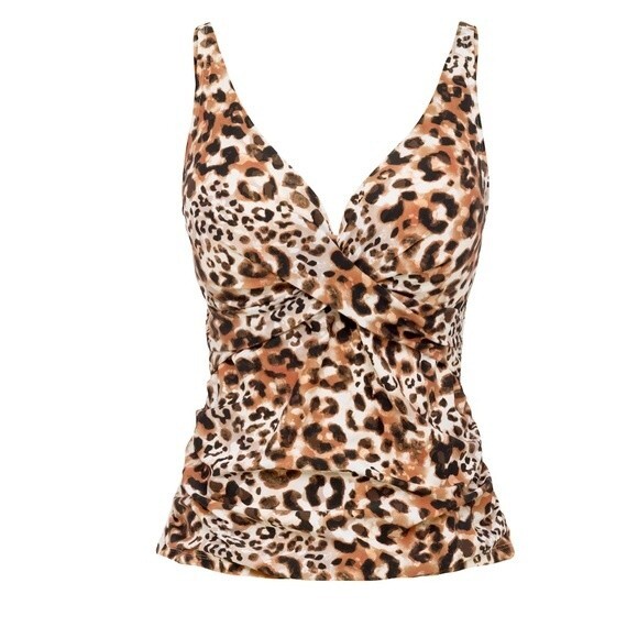 Time And Tru Cheetah Print Knot Tankini Swim Top Women’s Size Small - Picture 1 of 6
